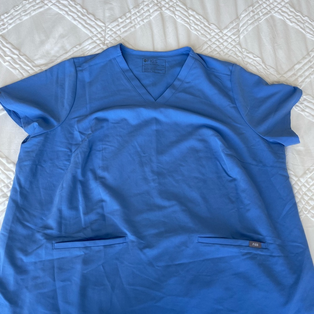 Figs Royal Blue V-Neck Scrub Top